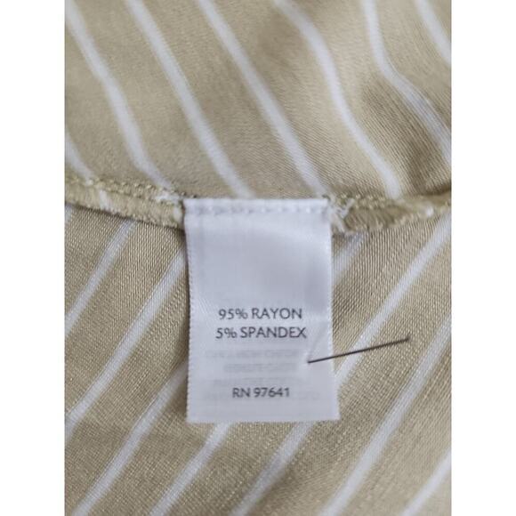 J. Jill~Woman XL~ Sand/White Striped Maxi Pull On Stretch Skirt Assimetrical Hem - Picture 10 of 13